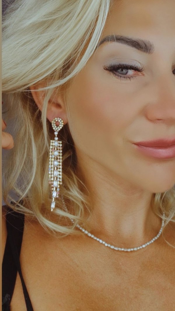 OHRRINGE GOLD LANGE ZIRKONIA HOCHZEIT HOCHZEIT