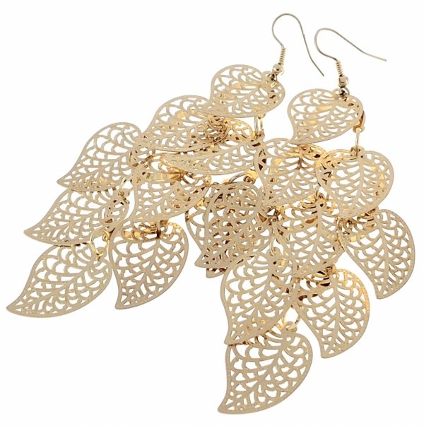 Goldene Ohrringe Seidenblumen