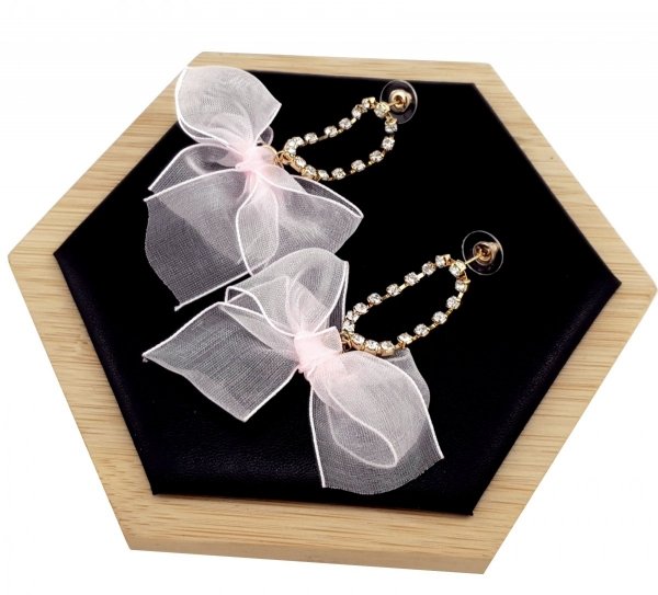 Golden earrings silk flowers