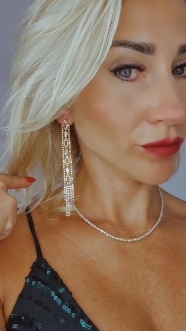 EARRINGS GOLD LONG ZIRCONIA WEDDING WEDDING
