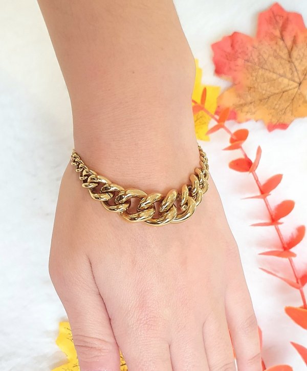 BRACELET GOLD CELEBRITY STAINLESS STEEL
