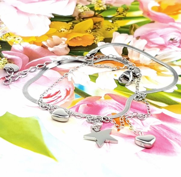 BRACELET, SILVER CELEBRITY STAINLESS STEEL