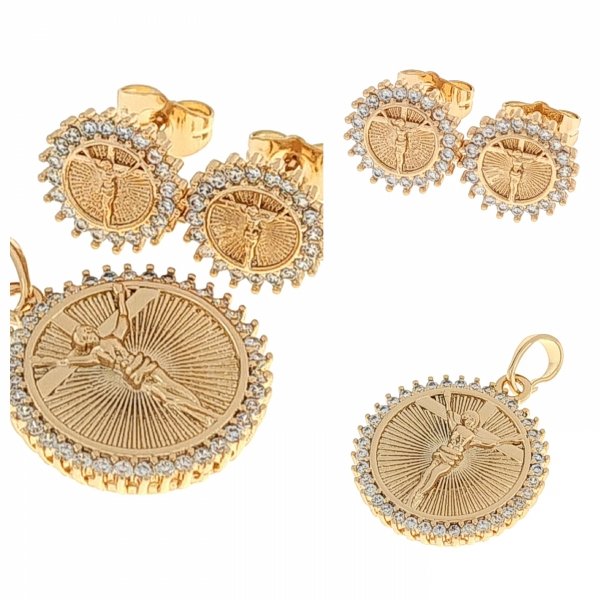 18k gold plated set pendant earrings xuping