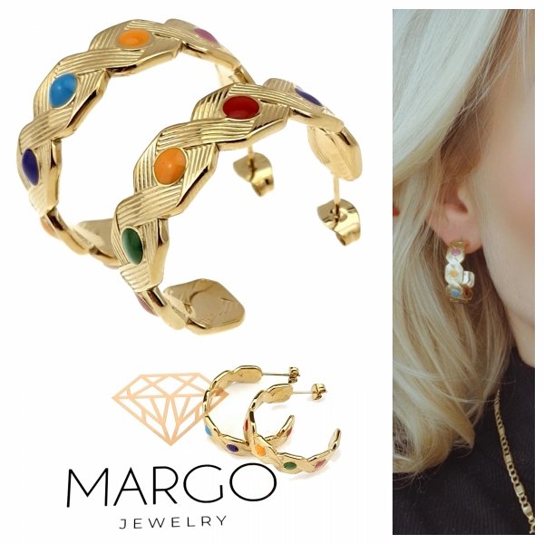 gold earrings made of stainless steel
