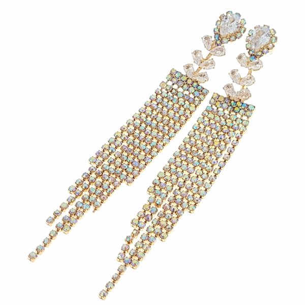 EARRINGS GOLD LONG ZIRCONIA WEDDING WEDDING