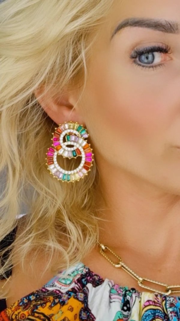EARRINGS GOLD LONG ZIRCONIA WEDDING WEDDING
