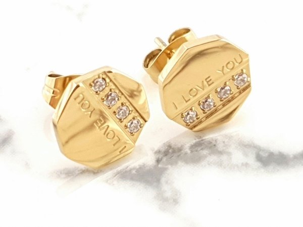 gold earrings made of stainless steel