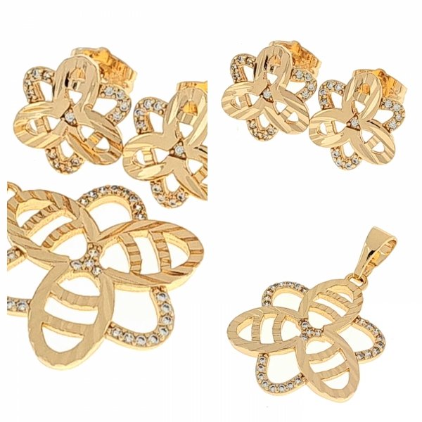 18k gold plated set pendant earrings xuping