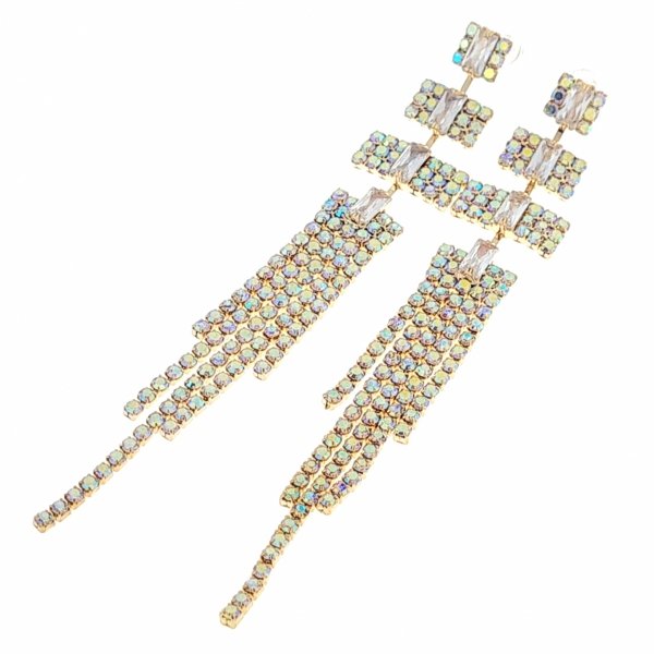 EARRINGS GOLD LONG ZIRCONIA WEDDING WEDDING