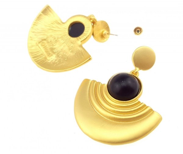 Golden earrings silk flowers