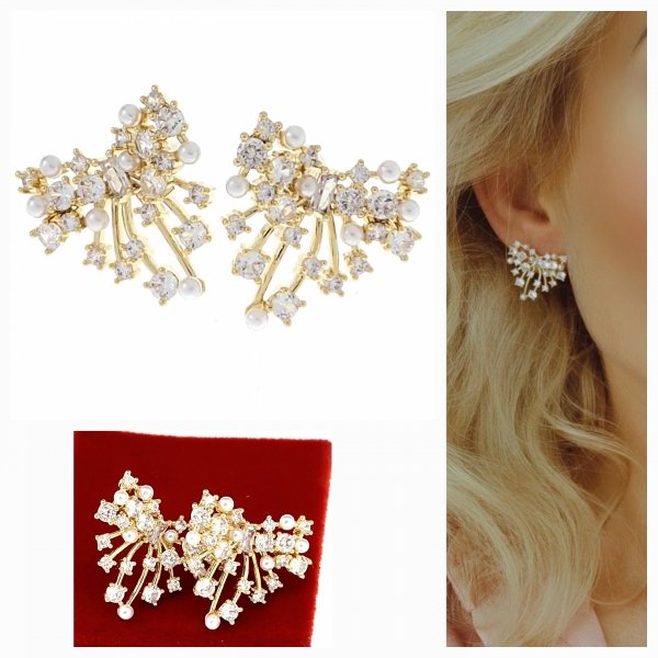 gold plated earrings with exclusive cubic zirconia