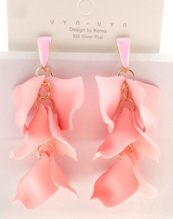 Golden earrings silk flowers