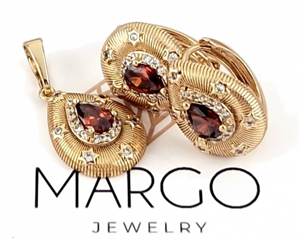 18k gold plated set pendant earrings xuping