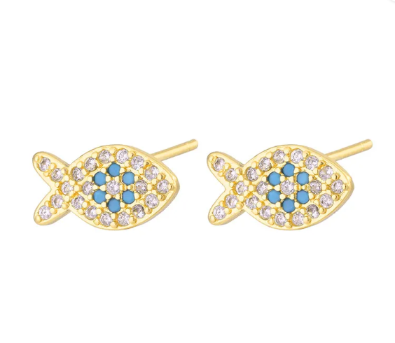 Golden earrings silk flowers