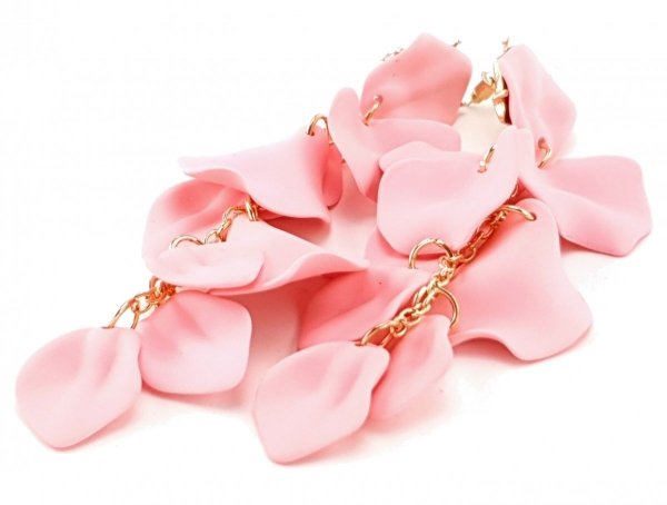 Golden earrings silk flowers