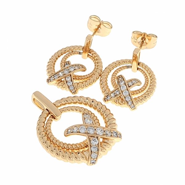 18k gold plated set pendant earrings xuping