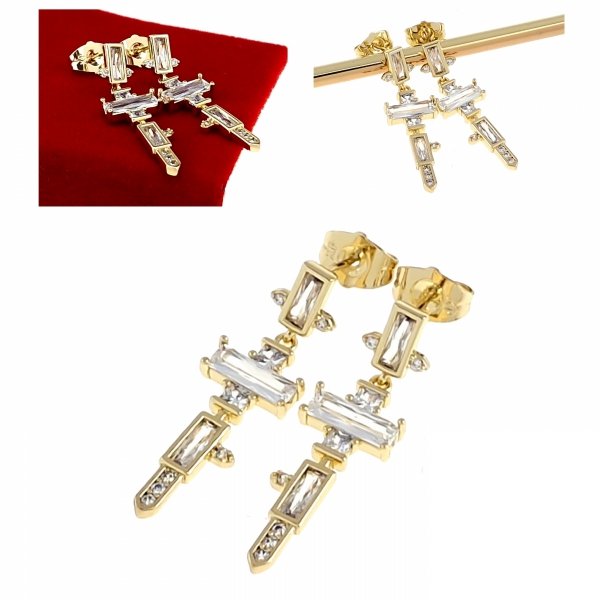 gold plated earrings with exclusive cubic zirconia