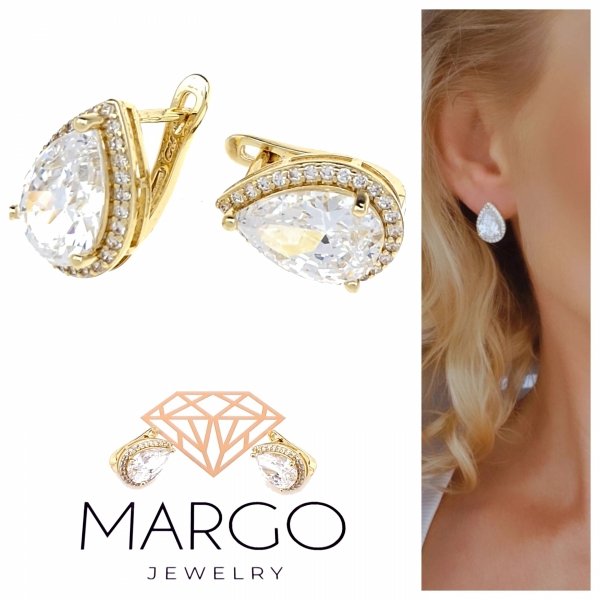 gold plated earrings with exclusive cubic zirconia