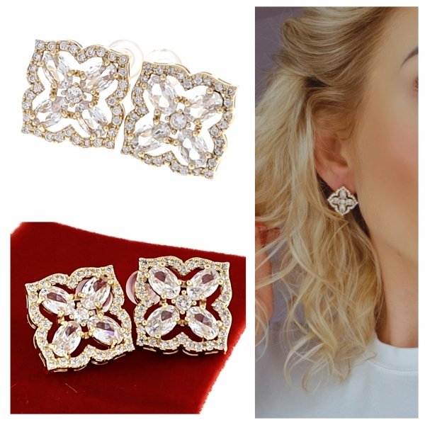 gold plated earrings with exclusive cubic zirconia