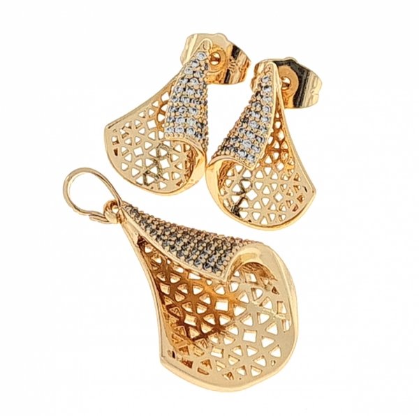 18k gold plated set pendant earrings xuping