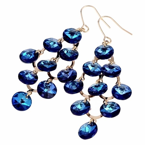 2108 Kolczyki złote Austrian Crystal cyrkonia pozłacane 18k Xuping wiszące