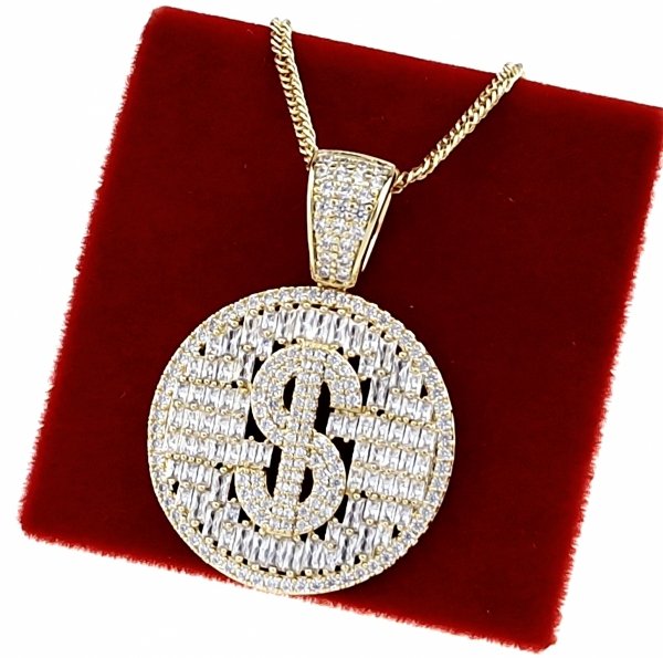 1677 Złota zawieszka cyrkonie błyszcząca pozłacana 14k Xuping 