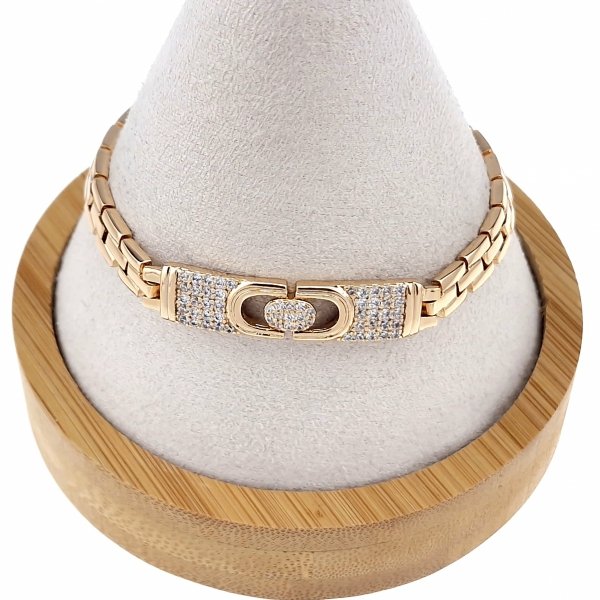4928 Bransoletka cyrkonie złota 19cm pozłacana 18k Xuping