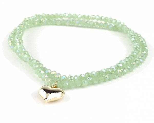 1914h Naszyjnik błyszczący szklane kryształki na gumce jubilerskiej łańcuszek serce