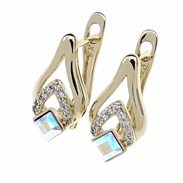 553 Kolczyki złote pozłacane wiszące 14K Xuping cyrkonie