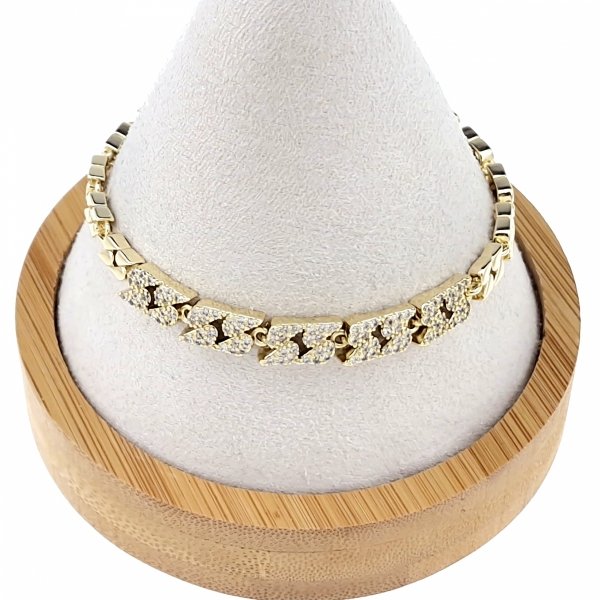 891 Bransoletka złota elegancka 19cm cyrkonie pozłacana 14k Viki Lady 