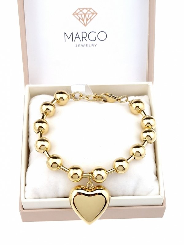 387b Bransoletka złota 19+5 stal chirurgiczna 316L Aisadi serce