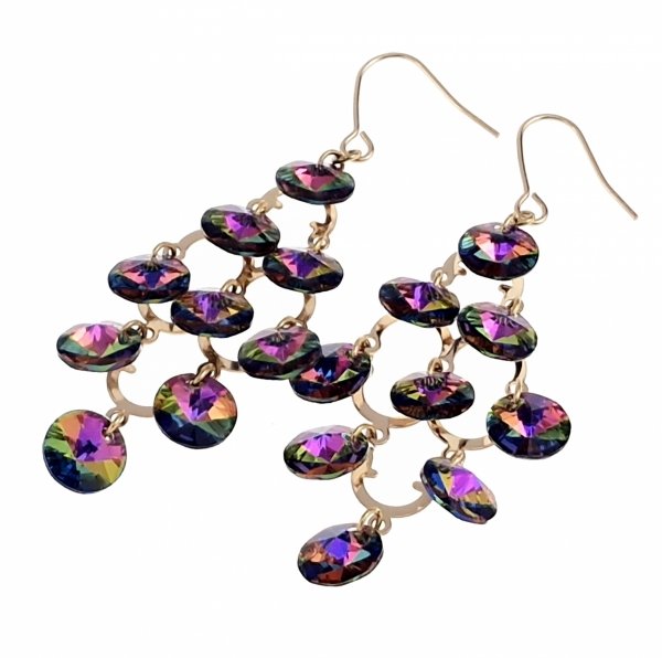 733 Kolczyki złote Austrian Crystal cyrkonia pozłacane 18k Xuping wiszące