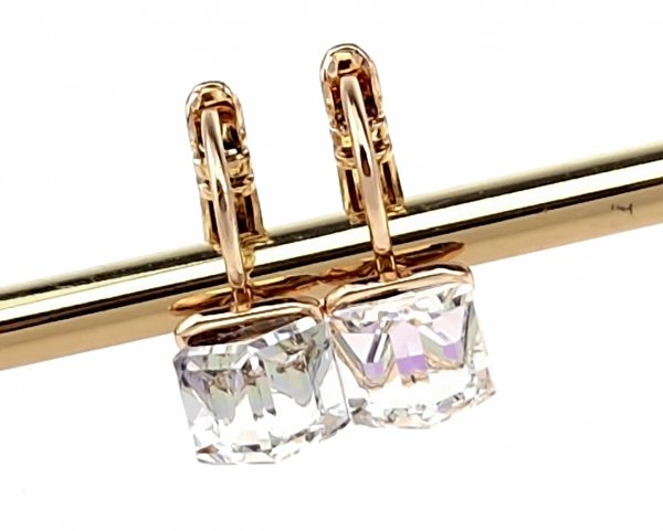 2464 Kolczyki złote Austrian Crystal cyrkonia pozłacane 18k Xuping wiszące