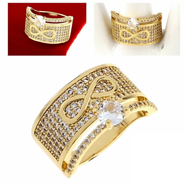 2326cPierścionek złoty zaręczynowy pozłacany 14k Viki Lady 