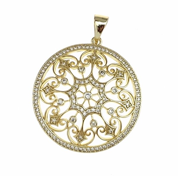 4175 Złota zawieszka błyszcząca pozłacana 14k cyrkonie