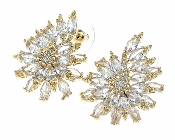 1497 Kolczyki złote pozłacane 14K cyrkonie