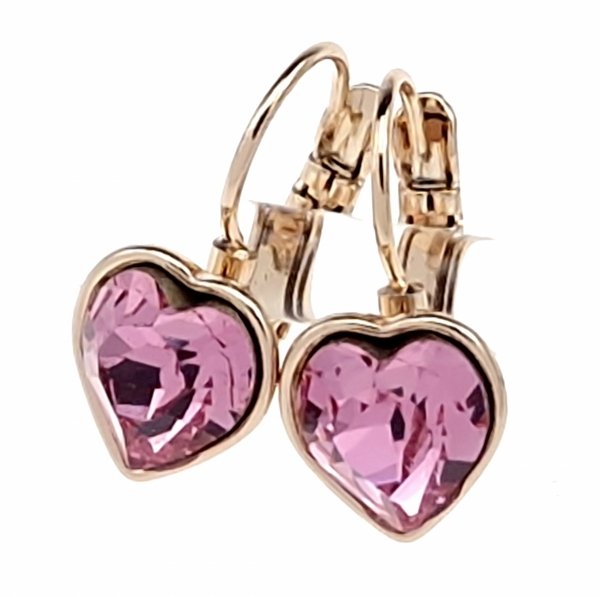 3848 Kolczyki złote Austrian Crystal cyrkonia pozłacane 18k Xuping wiszące serce
