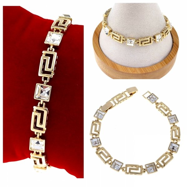 3053 Bransoletka elegancka złota cyrkonie 19cm pozłacana 14k Xuping 