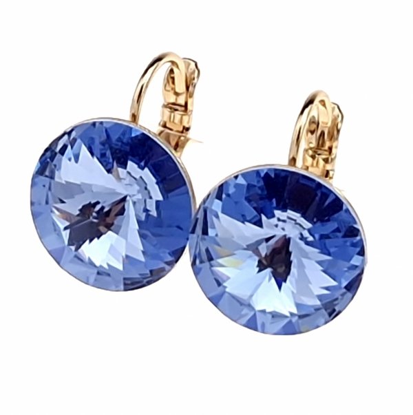 4083 Kolczyki złote pozłacane 18k wiszące Austrian Crystal