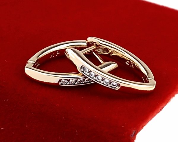 4491 Złote kolczyki cyrkonie pozłacane 18k Xuping wiszące 