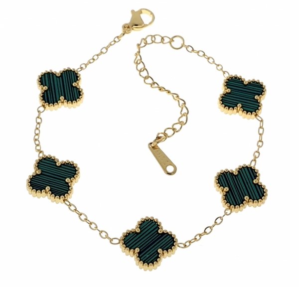 @1375 Bransoletka złota 18+5 stal chirurgiczna celebrytka koniczyna marokańska