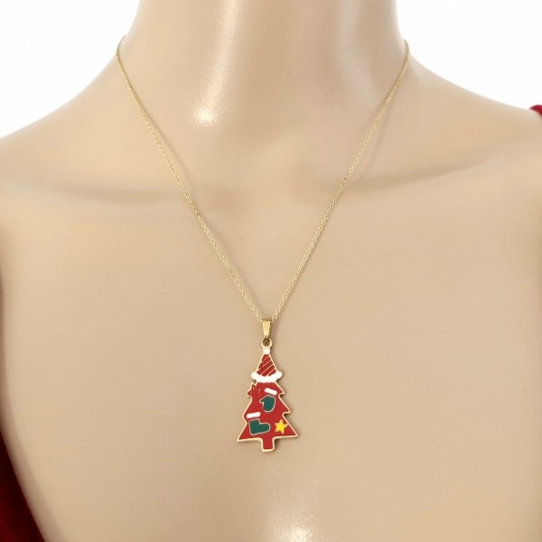 2071 Złoty łańcuszek świąteczny 45+5 naszyjnik stal chirurgiczna Boże Narodzenie święta choinka