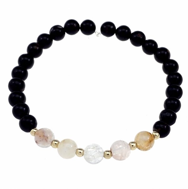 1637g Bransoletka naturalny kamień turmalin cytryn na gumce jubilerskiej