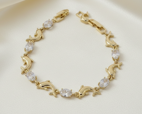 1800d Bransoletka elegancka złota 17+2cm pozłacana 14k cyrkonie