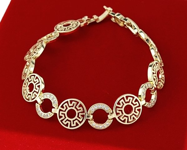 2072 Bransoletka złota elegancka 19cm cyrkonie pozłacana 14k Viki Lady