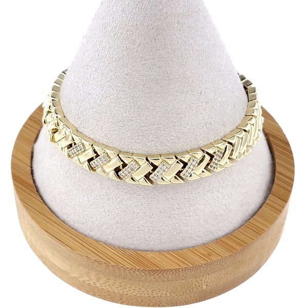 690 Bransoletka złota elegancka 19cm cyrkonie pozłacana 14k Viki Lady