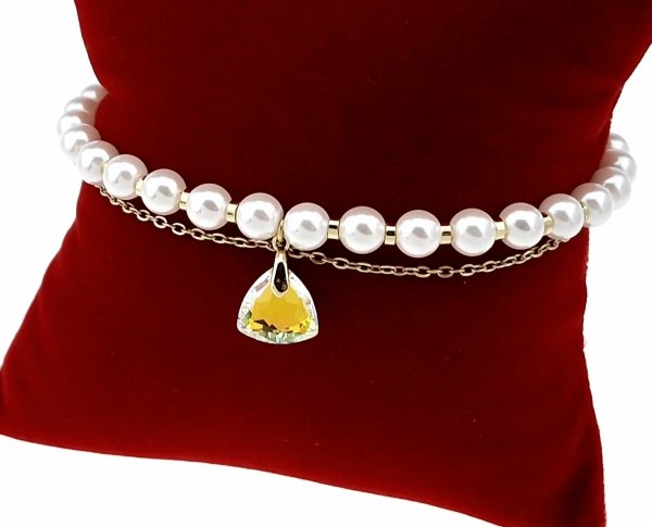 4779 Bransoletka elegancka złota 17+5cm pozłacana 14k Xuping Austrian Crystal perły