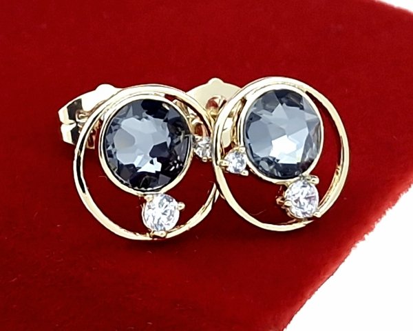 387f Kolczyki złote pozłacane cyrkonie wtyczki 14K Xuping Austrian Crystal