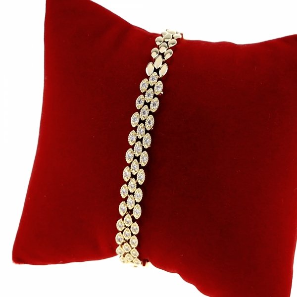 59j Bransoletka złota elegancka 19cm cyrkonie pozłacana 14k Viki Lady