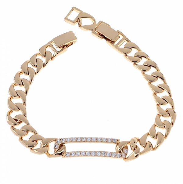 4591 Bransoletka złota cyrkonie 19cm pozłacana 18k Xuping 